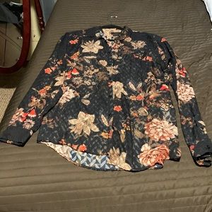 Zara size large relax fit meshed button up